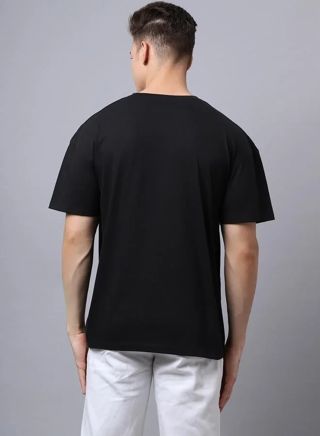 Take Two Men Black Graphic Print Oversized T-Shirt