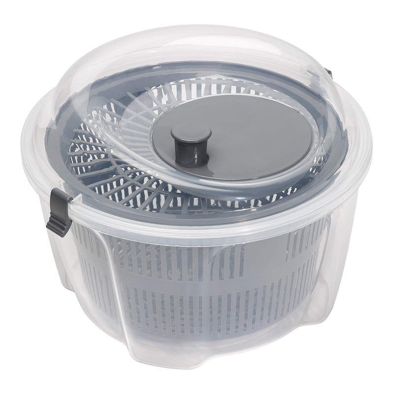 Chef Aid Clear Plastic Salad Spinner  Vegetable Dryer 44 Litre Capacity Easy Spin Mechanism 245cm x 16cm