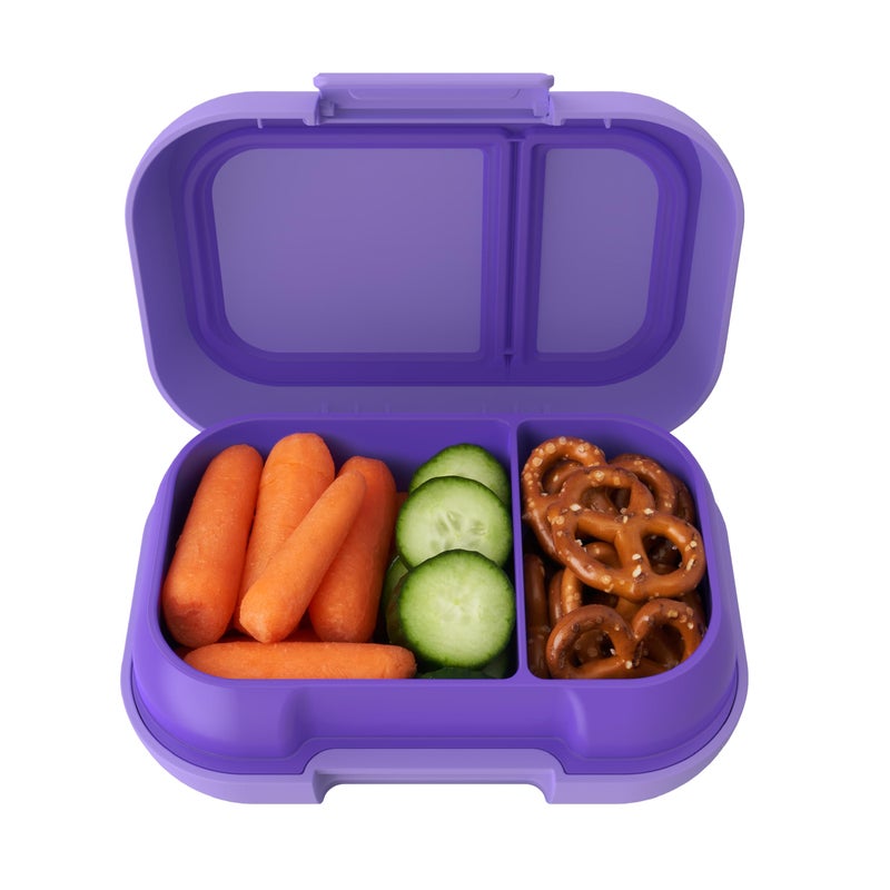 Bentgo Kids Snack - 2 Compartment Leak-Proof Bento Box Container for Snacks and Small Meals, Easy-Open Latch, Dishwasher Safe, BPA-Free for School, Daycare, & Sports - Ideal for Ages 3+ (Purple) - Image 1