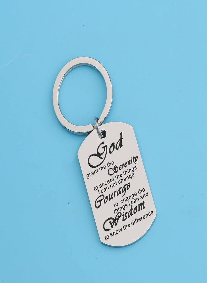 Zuo Bao God Grant Me The Serenity Prayer Quote Dog Tag Keyring Christian Religious Jewelry for Friend Family Member (Keychain) - Image 3