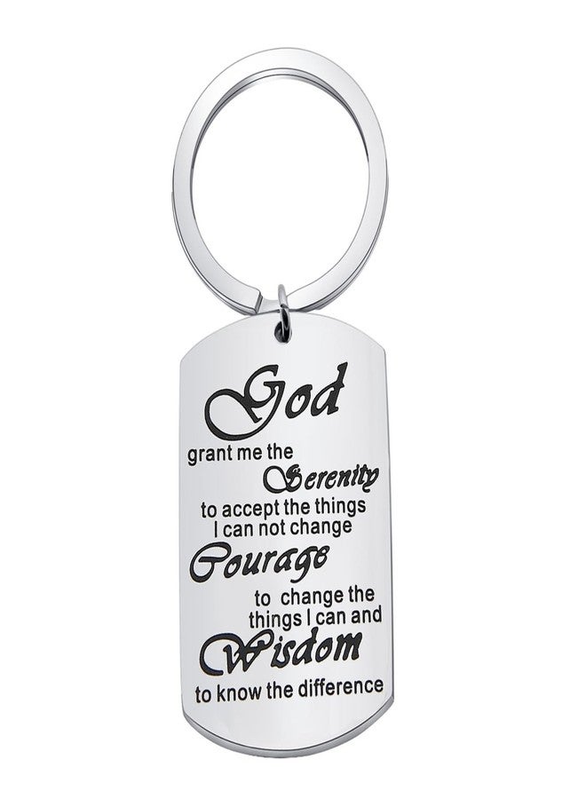 Zuo Bao God Grant Me The Serenity Prayer Quote Dog Tag Keyring Christian Religious Jewelry for Friend Family Member (Keychain) - Image 1