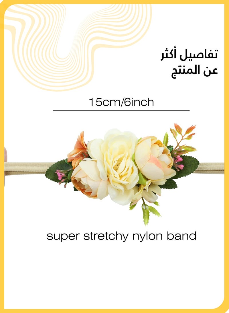 She&Little 6 Pack Floral Baby Nylon Headbands , Super Soft Stretchy Hair Bands for Newborns, Infants, Toddlers, Girls , Rose Daisy Flower Design, Comfortable & Stylish Hair Accessories - Image 4