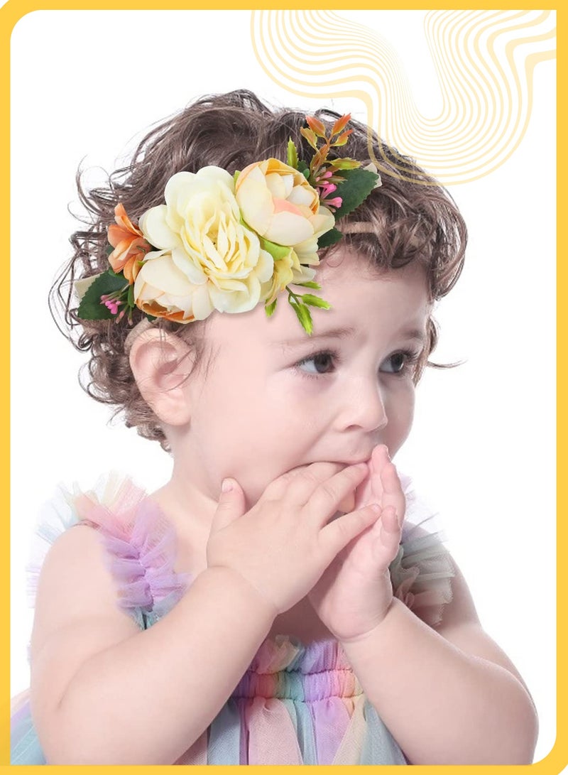 She&Little 6 Pack Floral Baby Nylon Headbands , Super Soft Stretchy Hair Bands for Newborns, Infants, Toddlers, Girls , Rose Daisy Flower Design, Comfortable & Stylish Hair Accessories - Image 3