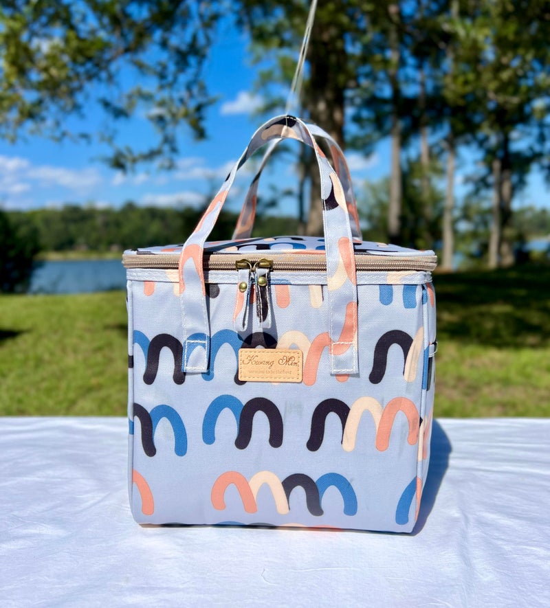 Kwang Min Floral Insulated Lunch Bag for Women,Reusable Lunch Box,Large Cooler for Office,Picnic Outdoors,Premium Quality Waterproof Fabric,Ideal Gift for Outdoors and work (Patchwork) - Image 2