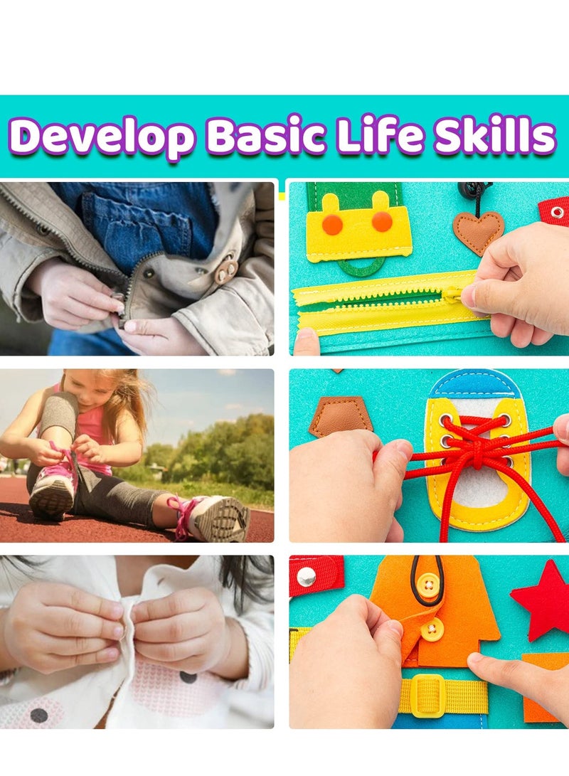 SOLARAE Busy Board DIY Portable Felt Dressing Buckle Learning Board Early Learning Sensory Educational Toys for 1 2 3 4 Years Old Boys and Girls Preschoolers - Image 5
