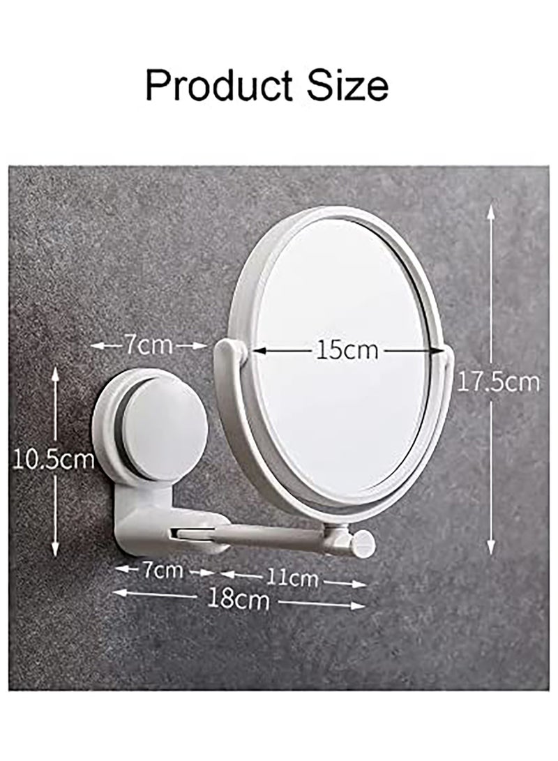 360 Adjustable Double-Sided Suction Cup Bathroom Makeup Mirror - Wall Hanging & Desktop Use, Magnifying Design for Easy Viewing - Image 3