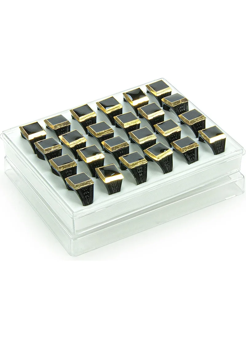 İhvan Online Hajj Umrah Gift 24 Pieces Checkered Patterned Men's Ring