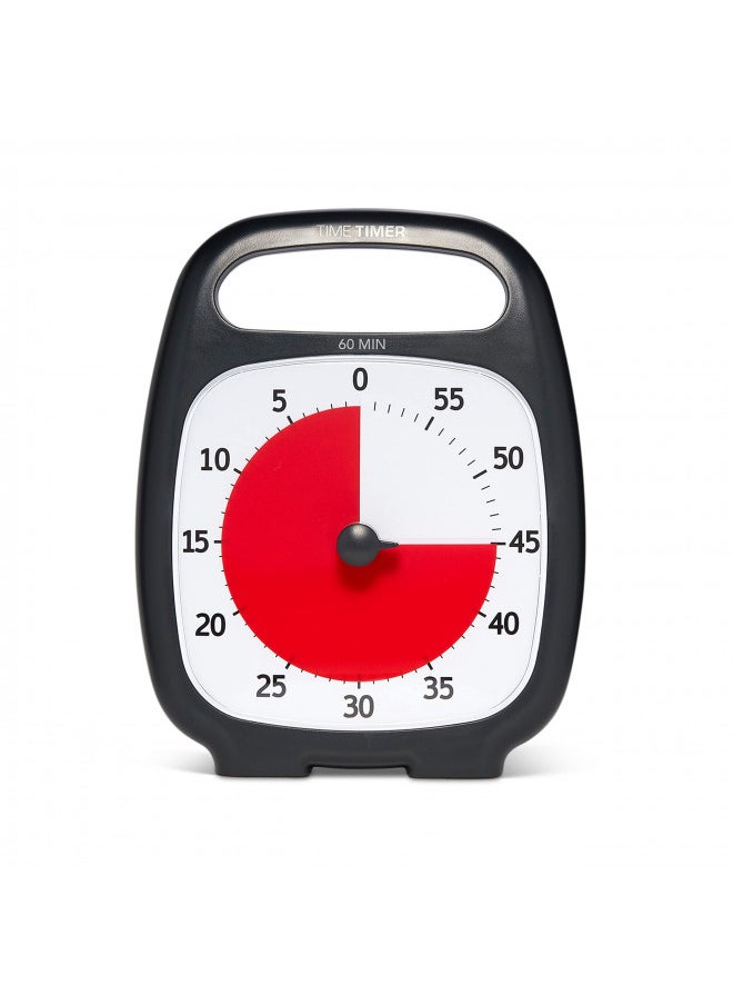 Time Timer TIME TIMER PLUS 60 Minute Desk Visual Timer - Countdown Timer with Portable Handle for Classroom, Office, Homeschooling, Study Tool with Silent Operation (Charcoal)  - Image 1