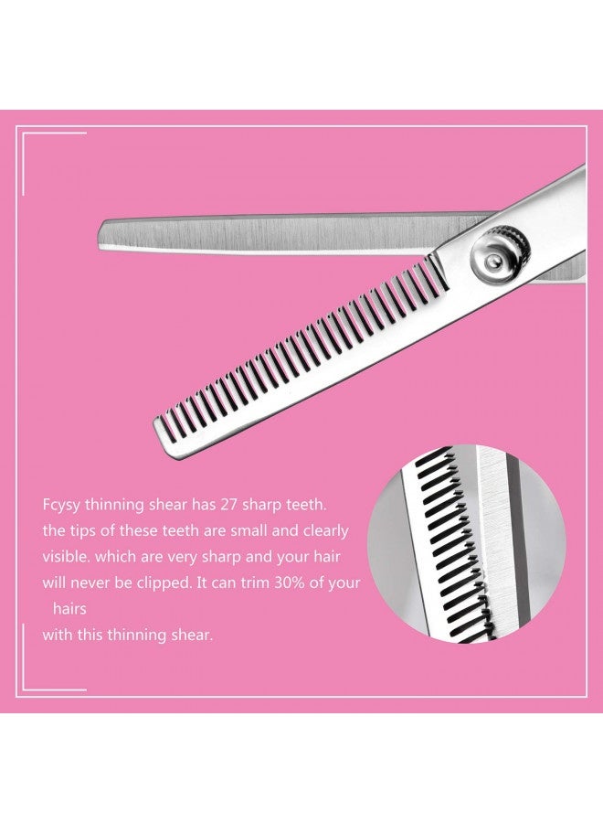 Fcysy مقصات قص الشعر ومقصات التخفيف - مجموعة مقصات حلاقة احترافية Fcysy مع ملحقات قص الشعر في حقيبة جلدية لقص وتصفيف الشعر للنساء والرجال والحيوانات الأليفة - 7 قطع - Image 3