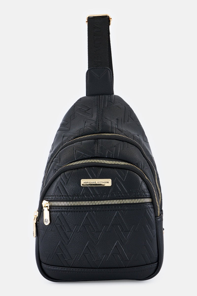 ADRIENNE VITTADINI Women Brand Logo Sling Bag, Black - Image 1