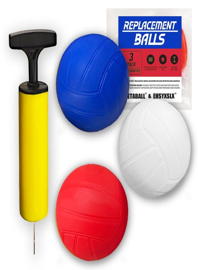 metaball Spike Game Replacement Balls National Color 3-Pack with Pump Compatible with Spike Standard Game Set and Other Round Net Game | Lawn Beach Volleyball | Strong Bounce Ball ( 3-Pack 3.5inch with Pump) - Image 1