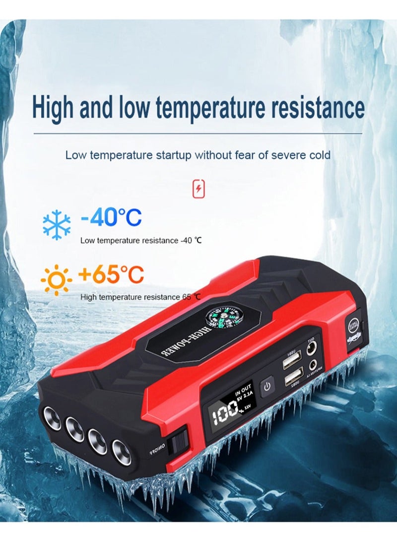 Car Jump Starter 28000mah Water-Resistant Jump Starter Battery Pack, Battery Jumper Starter Portable 200W,12V/1A, LED Light - Image 5