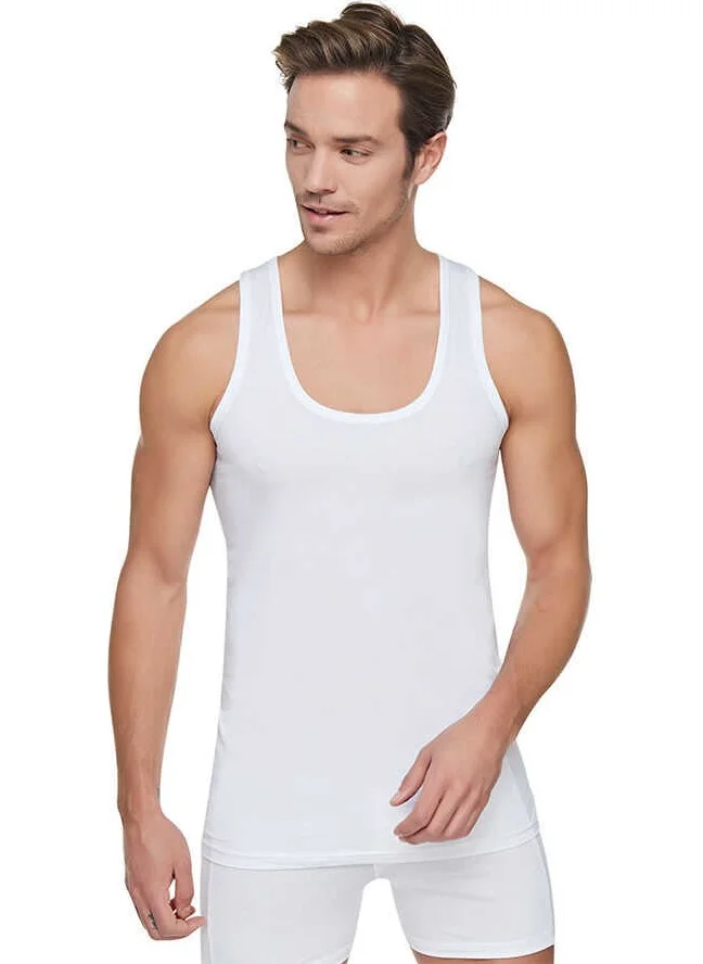 Tutku 6 Pieces Men's Combed Cotton Singlet White 0101-
