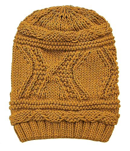 Lilax Knit Slouchy Oversized Soft Warm Winter Beanie Hat Mustard - Image 4