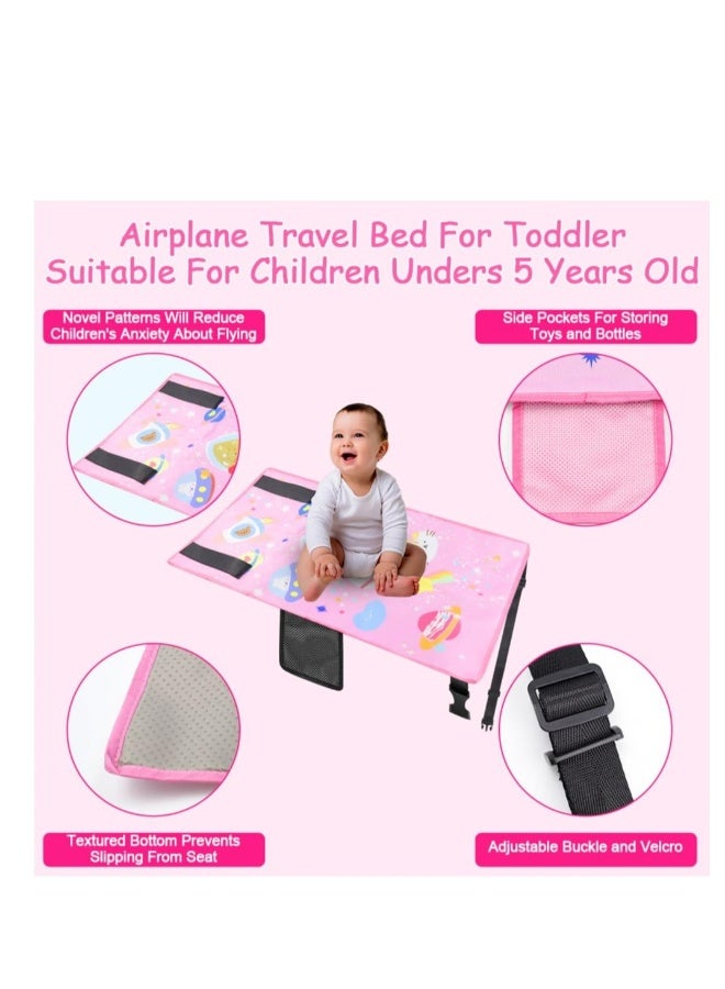Toddler Airplane Bed, Kids Airplane Seat Extender Travel Bed, Airplane Seat Extender for Kids, Kids Airplane Travel Essentials, Baby Portable Plane Bed Foot Rest for Flights (Pink) - Image 3