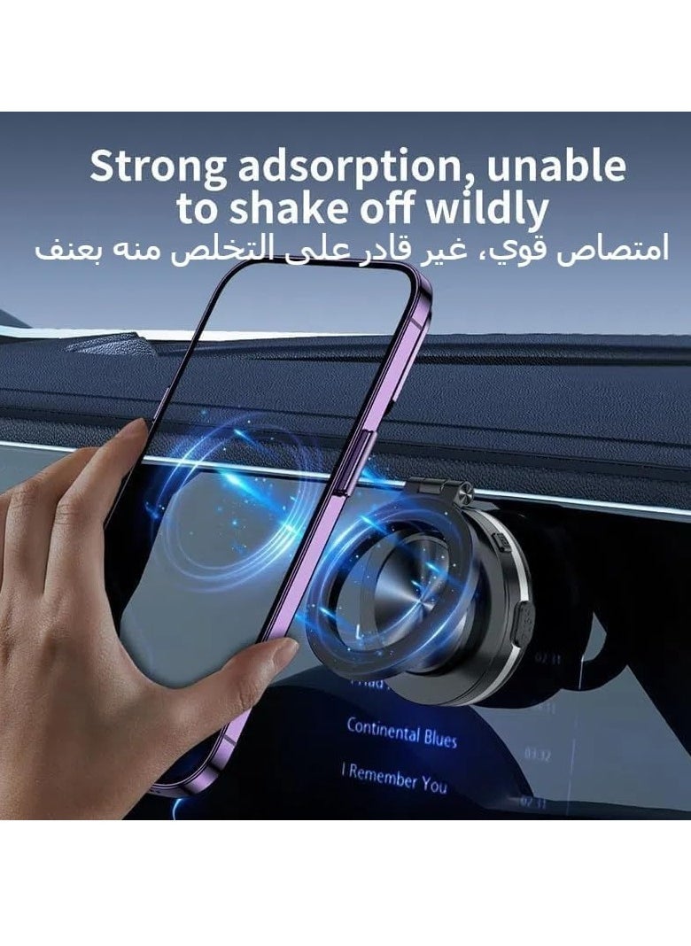 ELTRAZONE Electric Vacuum Magnetic Car Phone Mount, 360° Rotating Magnetic Phone Holder, Cell Phone Holder, Electric Suction Phone Mount, Strong Magnetic Grip for Car/Gym/Mirror/Smooth Surface (Black) - Image 3