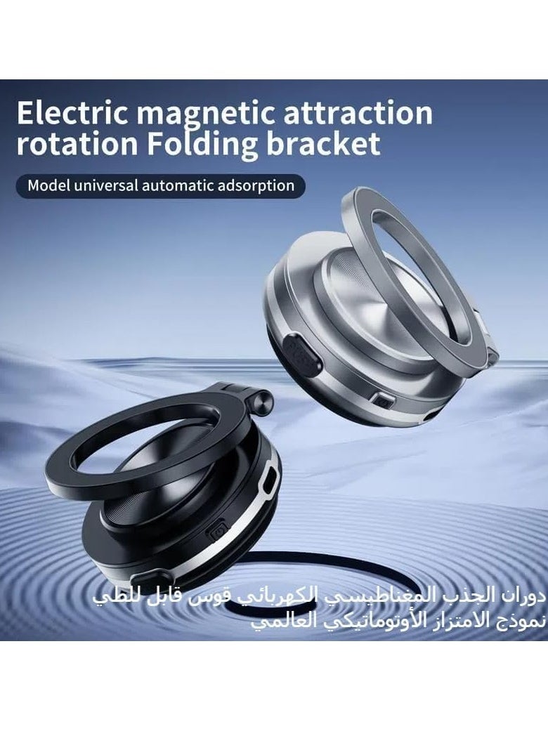 ELTRAZONE Electric Vacuum Magnetic Car Phone Mount, 360° Rotating Magnetic Phone Holder, Cell Phone Holder, Electric Suction Phone Mount, Strong Magnetic Grip for Car/Gym/Mirror/Smooth Surface (Black) - Image 4