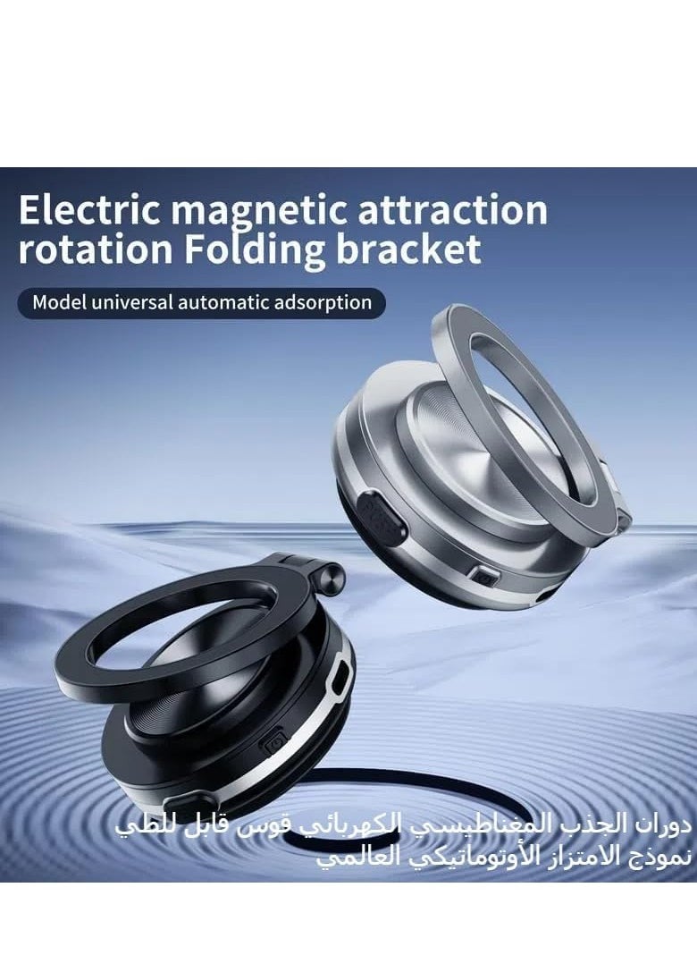 ELTRAZONE Electric Vacuum Magnetic Car Phone Mount, 360° Rotating Magnetic Phone Holder, Cell Phone Holder, Electric Suction Phone Mount, Strong Magnetic Grip for Car/Gym/Mirror/Smooth Surface (Black) - Image 2