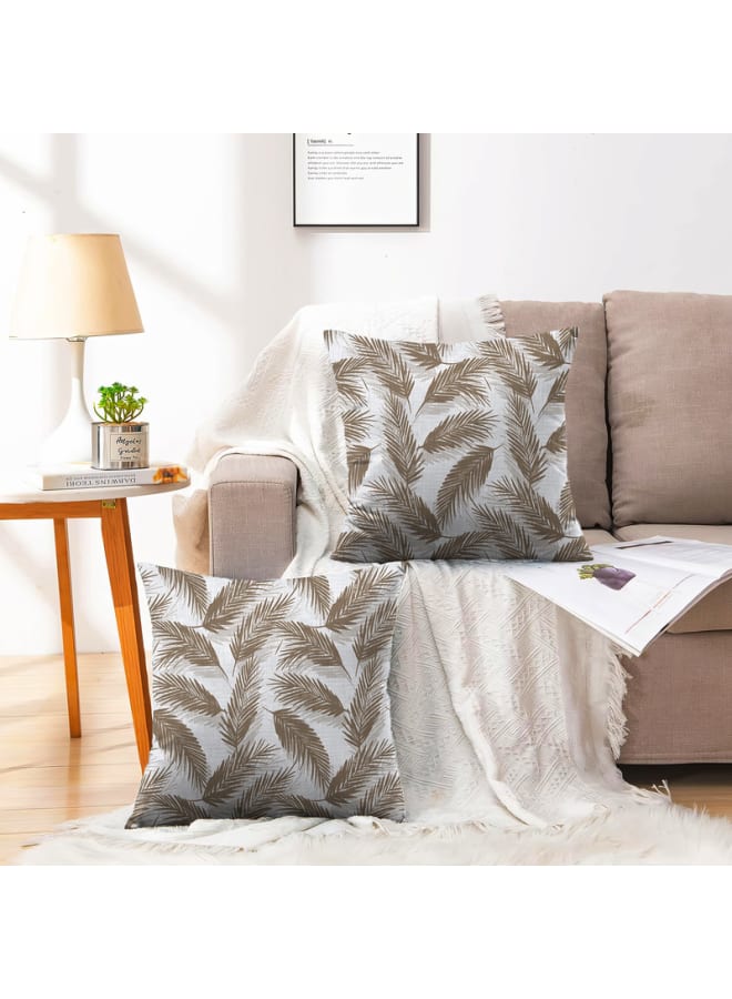  انتكس بيت الستائر وسادة بيلا من الكتان المخملي من إنتكس هوم - نقشة أوراق الشجر - قماش أنيق ومتين لغرف المعيشة - قطعتان - Image 1