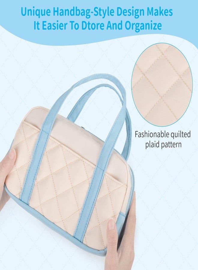 Bunnychill 2 Compartment Pencil Case For Girls,Zipper Pencil Bag With Handle, Large Capacity quilting Pencil Pouch Organizer Aesthetic, Womens Soft Pencil Box Marker Pouch For Middle School Office College - Image 5
