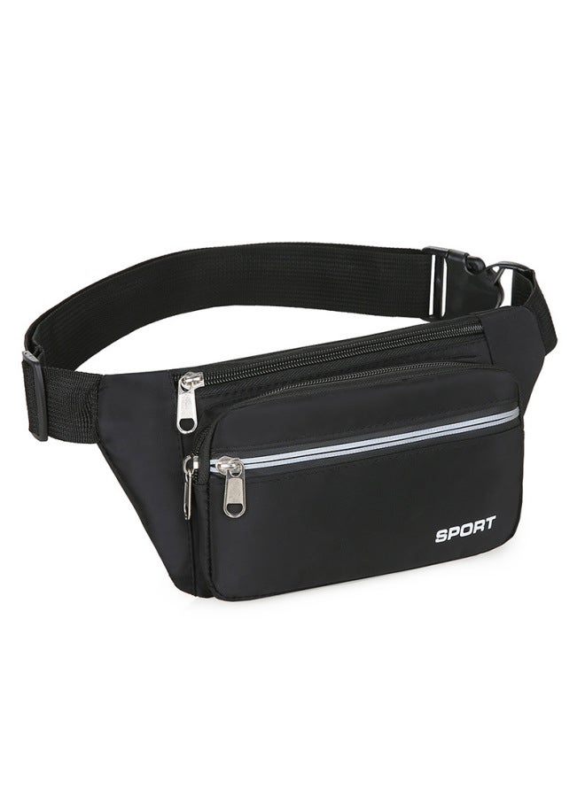 Generic Waterproof Waist Bag Men's And Women's Multi-functional Large Capacity Work Leisure Sports Wear-resistant Cashier Mobile Phone Wallet-Color:Black  - Image 1