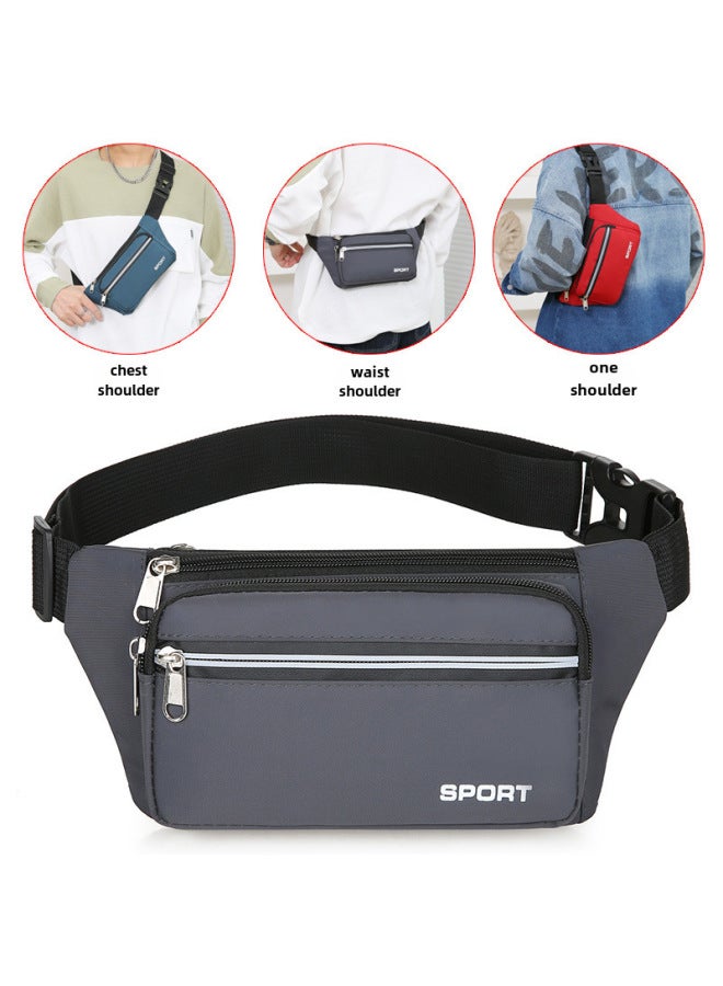 Generic Waterproof Waist Bag Men's And Women's Multi-functional Large Capacity Work Leisure Sports Wear-resistant Cashier Mobile Phone Wallet-Color:Black  - Image 4