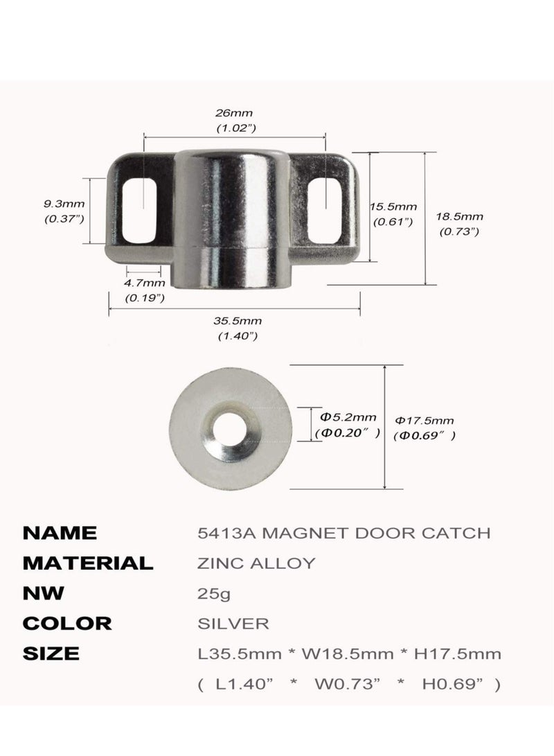 Excefore Magnetic Cabinet Door Catch with Magnets for Cabinet Door Latch Closer Cabinet Magnetic Catch for Kitchen Closet Door Closing Magnetic Door Catch Closer 4 Pack Silver Color  - Image 5