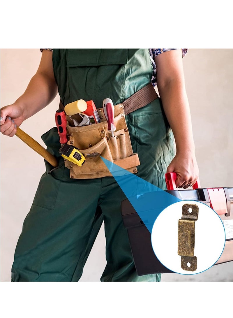 Metal Tape Measure Holder Clip, Small Measure Holder Clip Measuring Holster With Rivets for Drill Leather Pocket Tool Metal Belt Clip Tape Measure Tool Belt Holder Clip, Bronze - Image 2