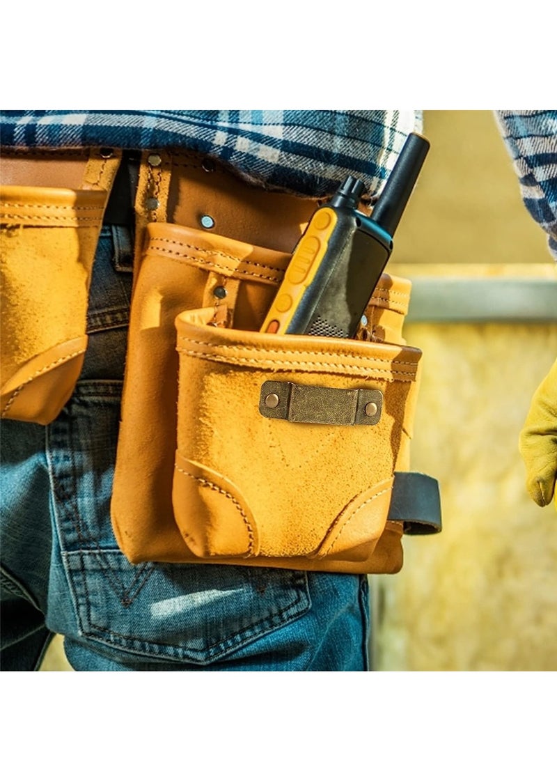 Metal Tape Measure Holder Clip, Small Measure Holder Clip Measuring Holster With Rivets for Drill Leather Pocket Tool Metal Belt Clip Tape Measure Tool Belt Holder Clip, Bronze - Image 5