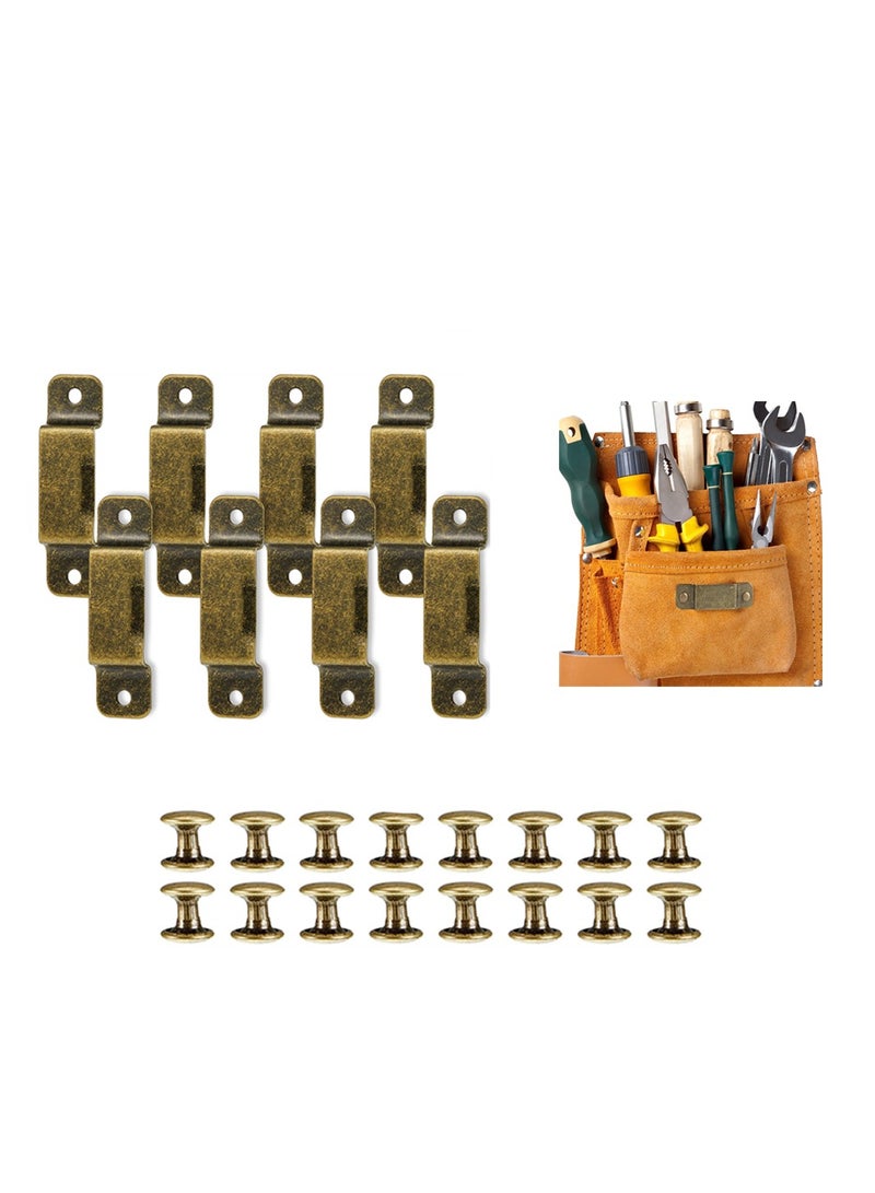 Metal Tape Measure Holder Clip, Small Measure Holder Clip Measuring Holster With Rivets for Drill Leather Pocket Tool Metal Belt Clip Tape Measure Tool Belt Holder Clip, Bronze - Image 1