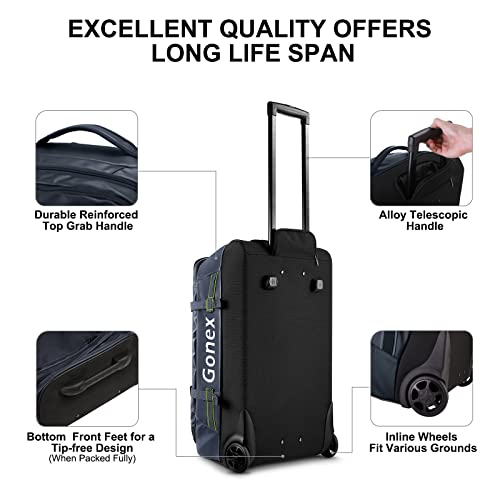Gonex Rolling Duffle Bag with Wheels, 70L Water Repellent Wheeled Travel Duffel Luggage with Rollers 25 inch, Navy - Image 4