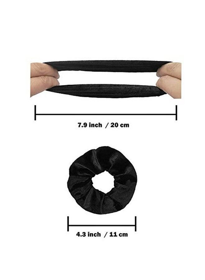 Fameza Scrunchies For Women 12 Pcs Black Velvet Scrunchies For Hair Soft Ponytail Holder For Girls Classic Elastic Hair Bands  - Image 4