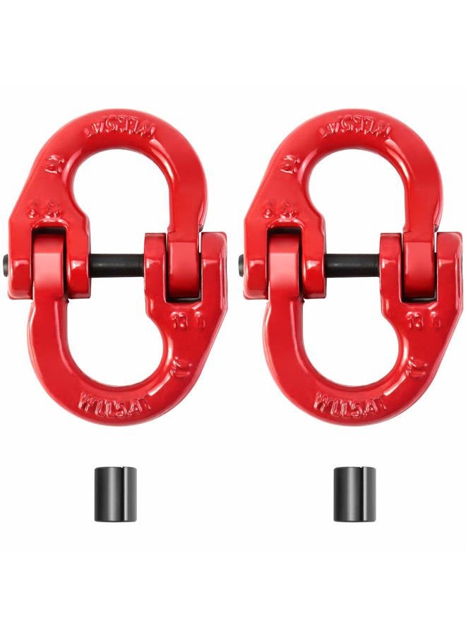 QWORK G80 Alloy Steel Hammerlock Coupling Link Connecting Link, 1/2, Red Painted, 12000 lbs Working Load Limit,2 Pack - Image 1