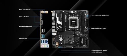 ASRock لوحة أم ASRock B850M-X WiFi R2.0 AM5 Micro-ATX: تدعم معالجات AMD Ryzen 9000/8000/7000، DDR5 8200+ (OC)، PCIe 5.0، Wi-Fi 6E، LAN 2.5G، USB-C، BIOS Flashback - Image 3