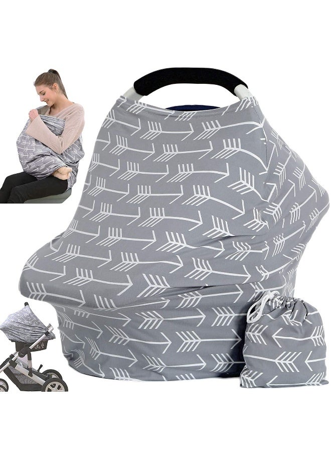 Hicoco Car Seat Canopy Breastfeeding Cover - Multi Use Baby Stroller and Carseat Cover, Breastfeeding Covers, Boys and Girls Shower Gifts (Classical Arrows) - Image 1