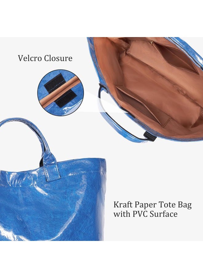 BBIQI Tote Bag for Women Large PVC Tote Bag Letters Print Plastic Handbag for Christmas Gift, A-blue, Large - Image 5