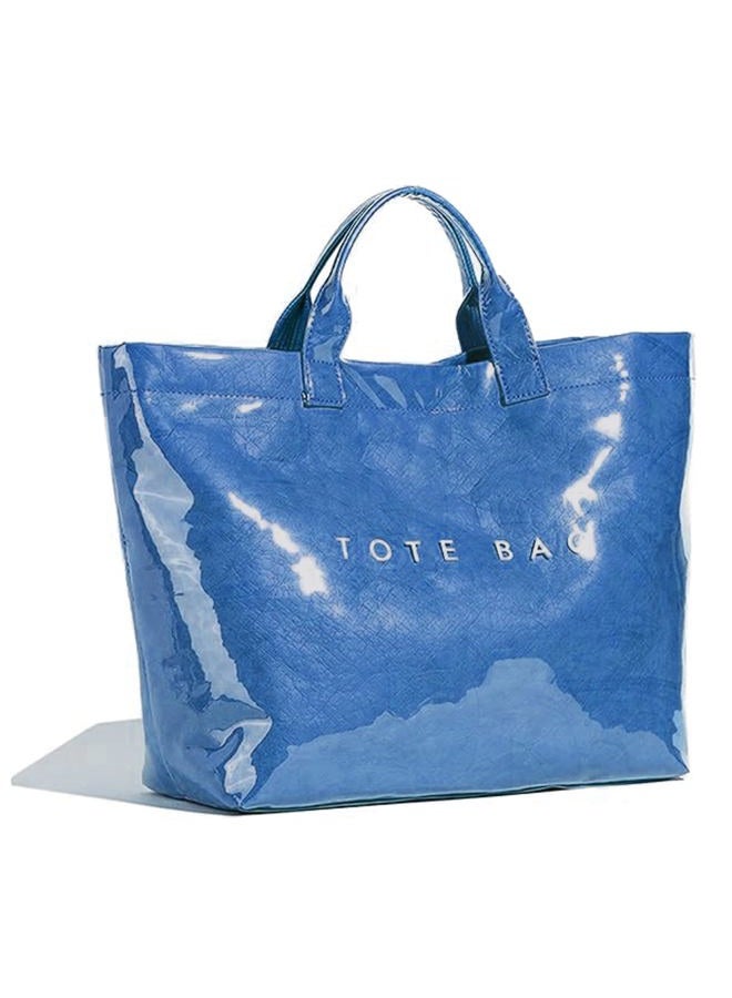 BBIQI Tote Bag for Women Large PVC Tote Bag Letters Print Plastic Handbag for Christmas Gift, A-blue, Large - Image 1