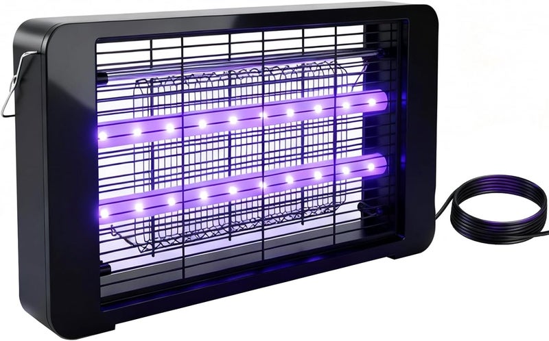 رايتشر مصباح LED صديق للبيئة بقوة 40 واط لمكافحة البعوض، يغطي مساحة 100 متر مربع، شبكة كهربائية 2500 فولت، مصباح هادئ لمكافحة البعوض لغرفة النوم والحديقة والتخييم، مع سلسلة تعليق وصينية قابلة للإزالة - Image 1