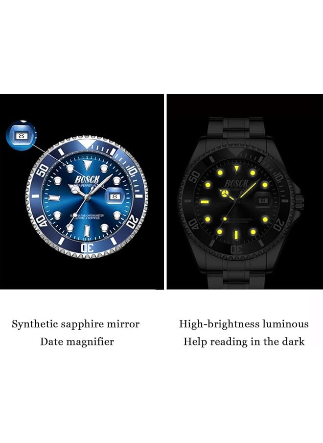 Bosck Watches For Men Analog Mens Watch 44Mm Large Face Easy Read Stainless Steel Business Watch Luminous Classic Luxury 30M Waterproof Mens Wrist Watches  - Image 4