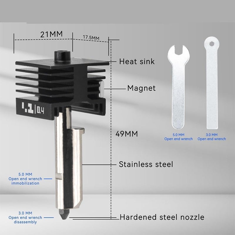 Bambu Lab H2D H2S Hotend Kit 0 4mm Hardened Steel Nozzle Replacement 3D Printer Parts - Image 4