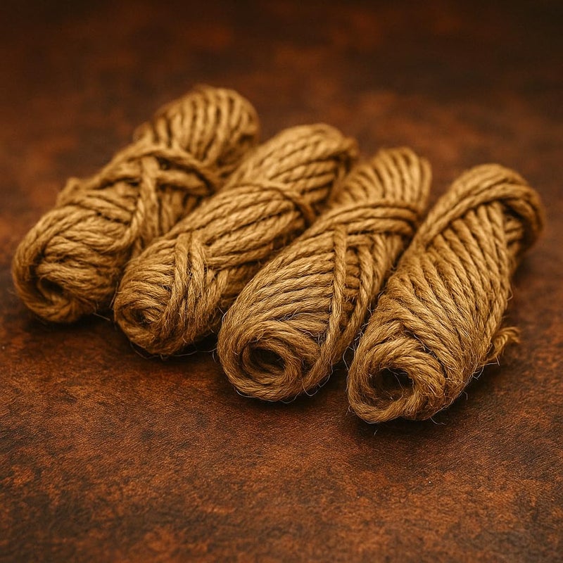 Vemlons حبل جوت لمشاريع الحرف اليدوية / حبل جوت طبيعي / حبل مجدول من الجوت للفنون والحرف 2 طبقة 2 مم (17 م مجموعة من 4 قطع) - بني - Image 1