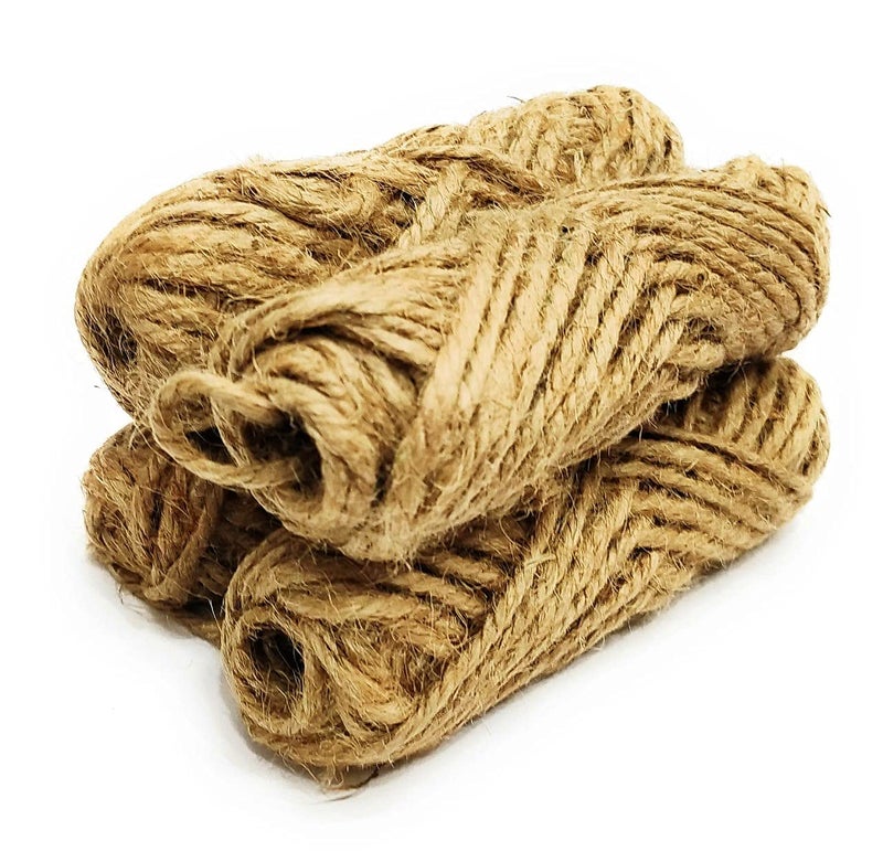 Vemlons حبل جوت لمشاريع الحرف اليدوية / حبل جوت طبيعي / حبل مجدول من الجوت للفنون والحرف 2 طبقة 2 مم (17 م مجموعة من 4 قطع) - بني - Image 2
