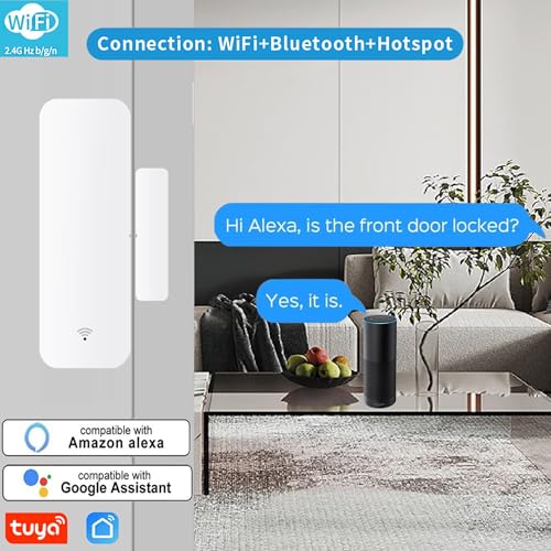 PHOVOLT WiFi Door Sensor, Tuya Smart Door Window Sensor, Smart Window Sensor Real-time Alarm Compatible with Alexa Google Assistant,Home Security Door Open Contact Sensor for Business Burglar Alert (1 Pack) - Image 2