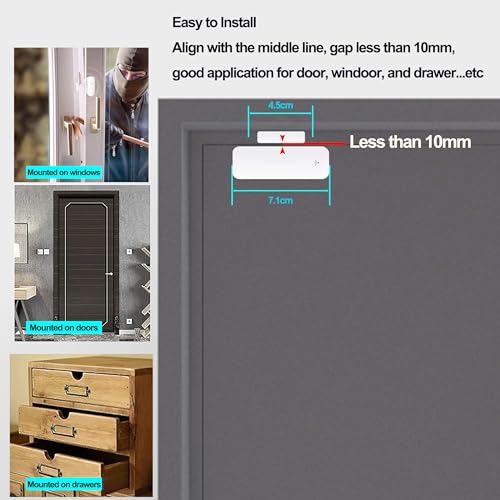 PHOVOLT WiFi Door Sensor, Tuya Smart Door Window Sensor, Smart Window Sensor Real-time Alarm Compatible with Alexa Google Assistant,Home Security Door Open Contact Sensor for Business Burglar Alert (1 Pack) - Image 5