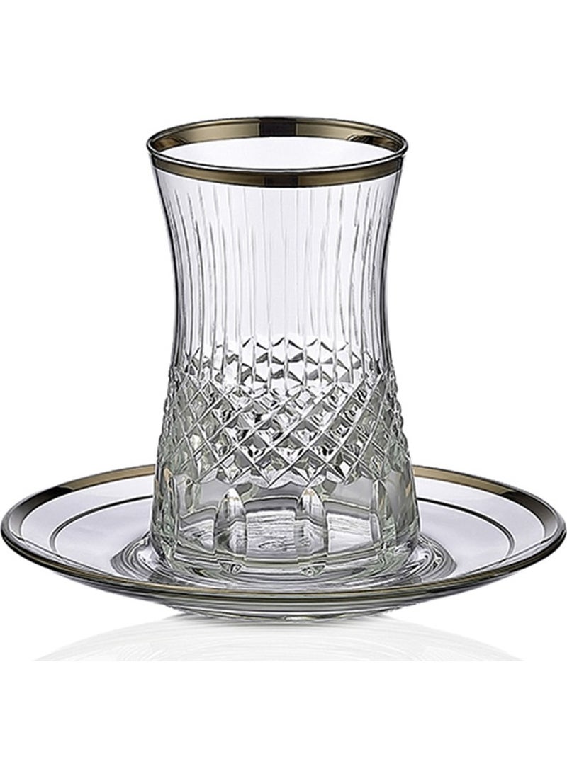 Royal Home Roya Home Antique Platinum 12 Piece Tea Glass Set for 6 People  - Image 1
