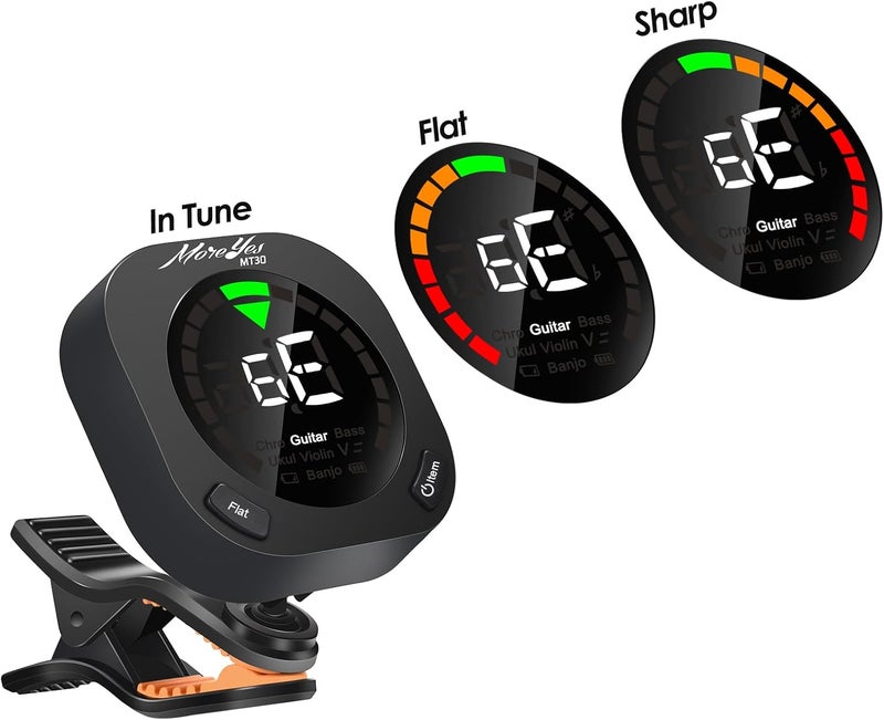 MOREYES Rechargeable Guitar Tuner Clip on Chromatic, Guitar, Bass, Violin, Ukulele Include Guitar Capo and Guitar Picks and Holder - Image 5