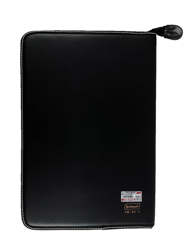 Neelgagan CB-A3-1 Executive Portfolio Folder | 20 Clear Pockets/Leaves | Professional A3 Size Document Organizer (48cm x 33.5cm) | Ideal for Artworks, Certificates & Presentations - Black - Image 5