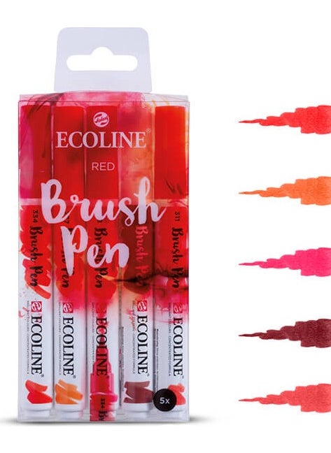 Talens - Ecoline Brush Pen Set of 5 Red Tones - Image 1