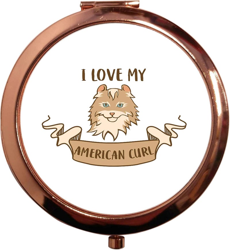Rose Gold Circle Compact Mirror I Love My American Curl