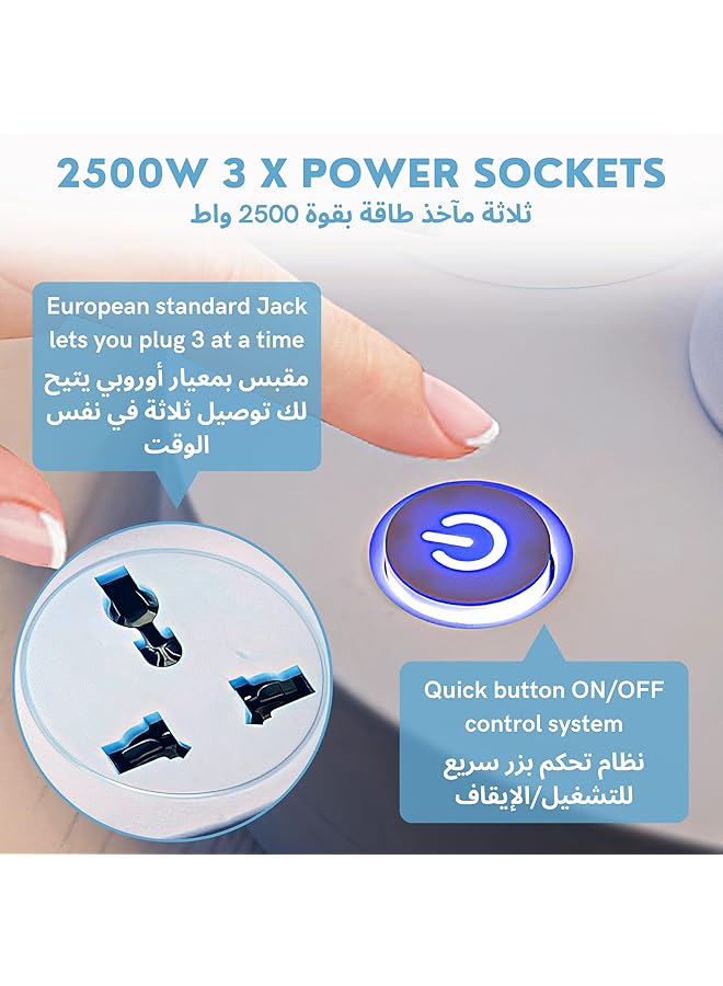 erorex Multifunctional Table Lamp 2 Usb Ports With 3 Sockets Soft Warm Natural Light For Students And Bedrooms Special Eye Protection Lamp Blue - Image 4